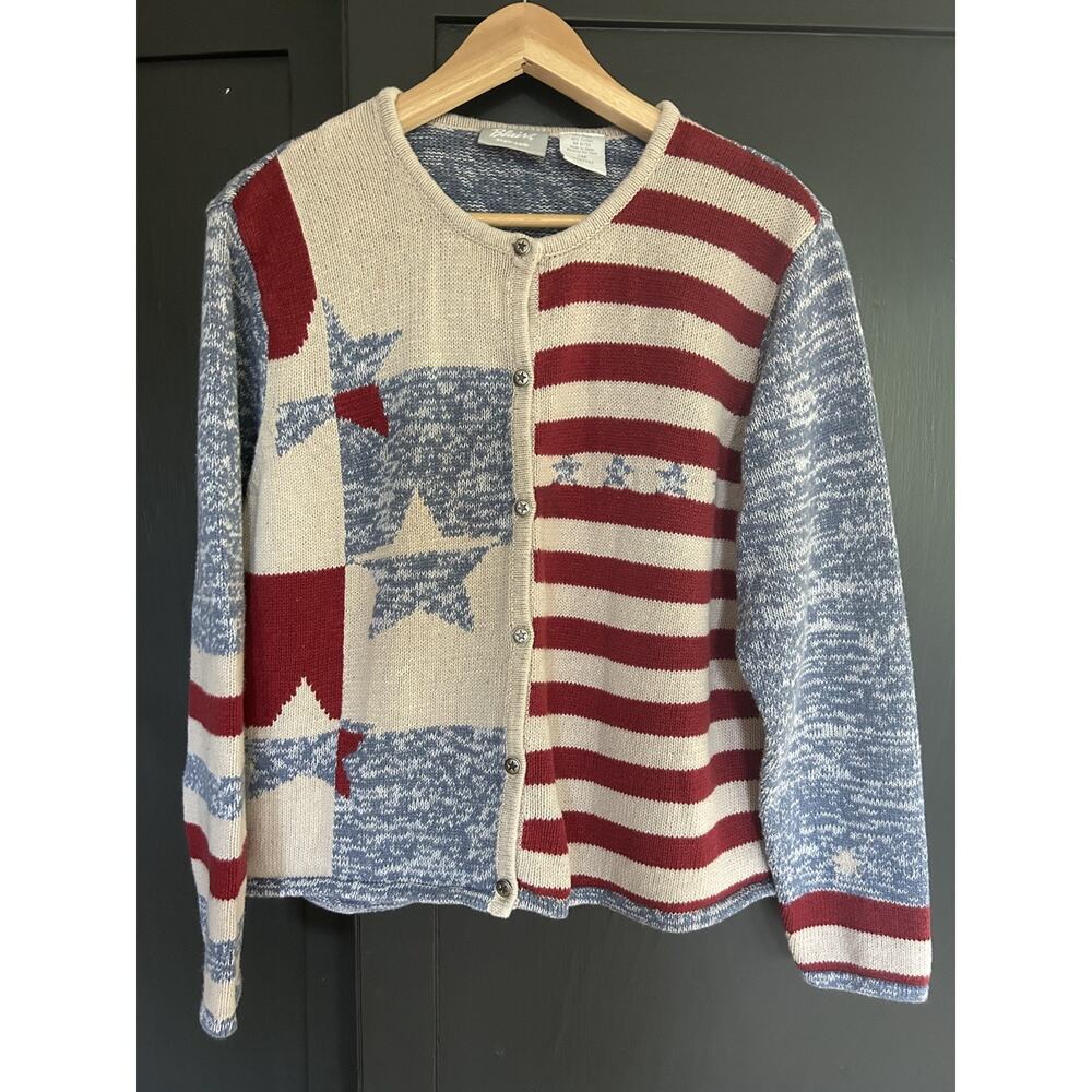 Blair Americana Flag Cardigan Sweater Large